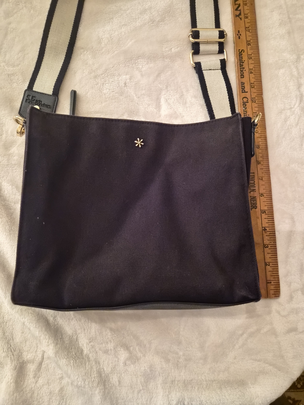 Erin Condren Black Canvas Crossbody Bag Adjustable Striped Strap